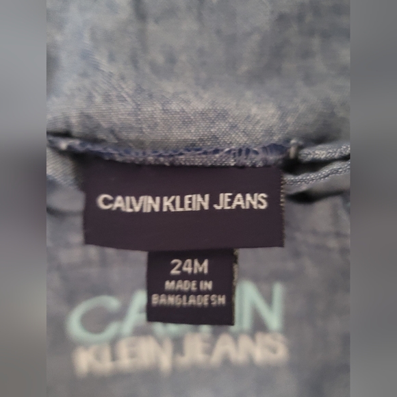 Calvin Klein 24 Months Shortalls Overall Shorts Light Blue Denim Baby Boy Unisex - Picture 12 of 12